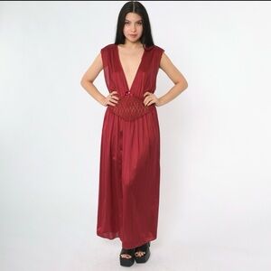 Petra Fashions Vintage 80’s Deep Plunge Burgundy Maxi Nightgown Dress Size 1X
